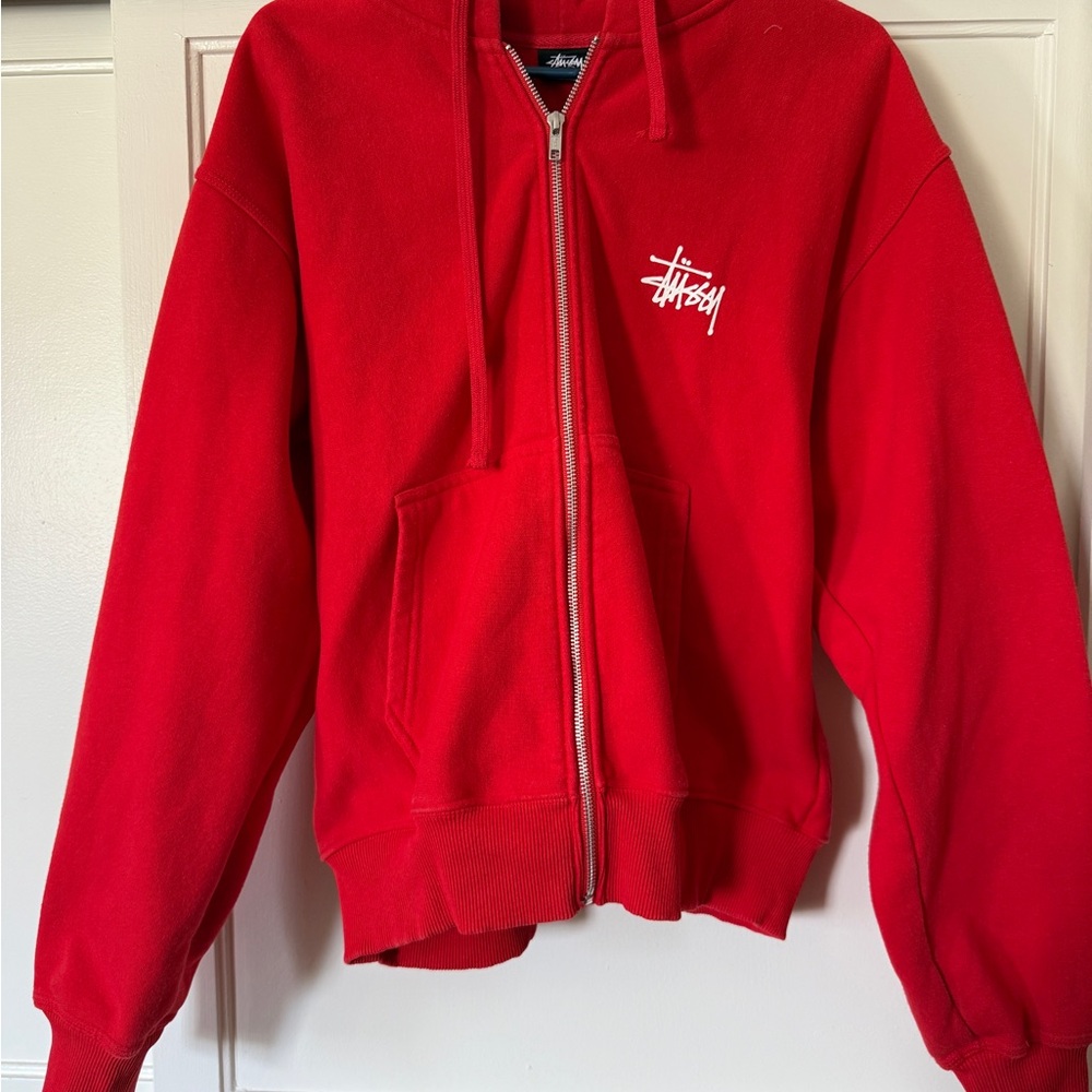 Basic Stussy Zip Hoodie (Red)